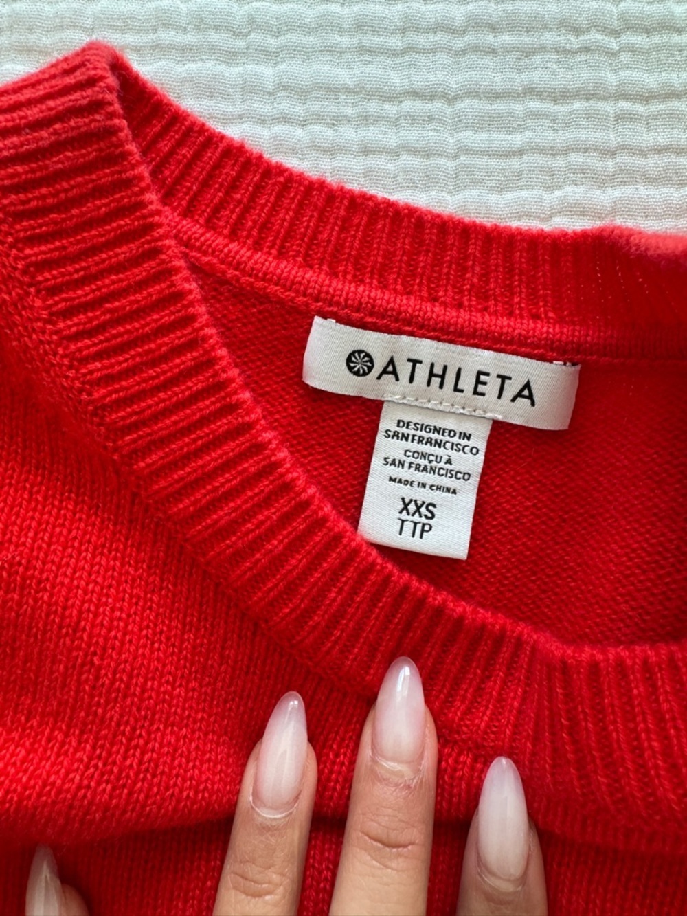 Athleta Red Knit Pullover Sweater Solid Crew Neck Long Sleeve Women’s XXS - Picture 2 of 3